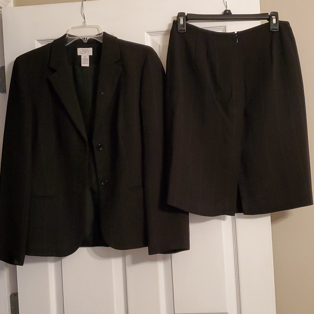 Black pin stripe skirt suit